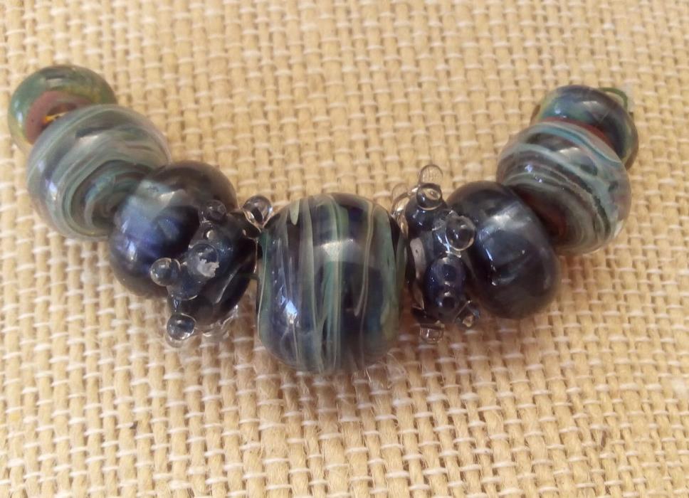 LNT-  Handmade Boro Lampwork Beads, SRA - SPUN BLUE - Ln548, Jewelry & Craft