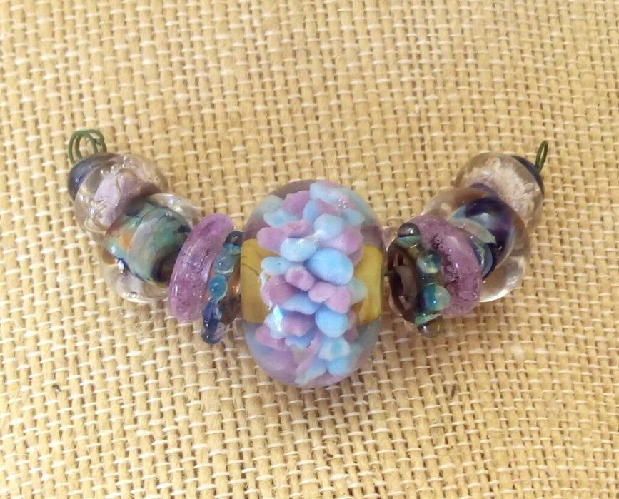 LNT- Handmade Boro Lampwork Beads, SRA - PASTEL BOUQUET Ln558, Jewelry & Craft