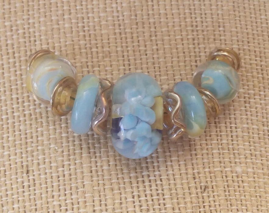 LNT- Handmade Boro Lampwork Beads, SRA - BLUE ROSE PETALs Ln550, Jewelry & Craft