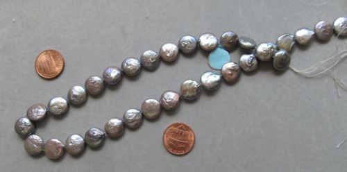 Fresh Water Pearls Coin Shape Grey 12mm 16
