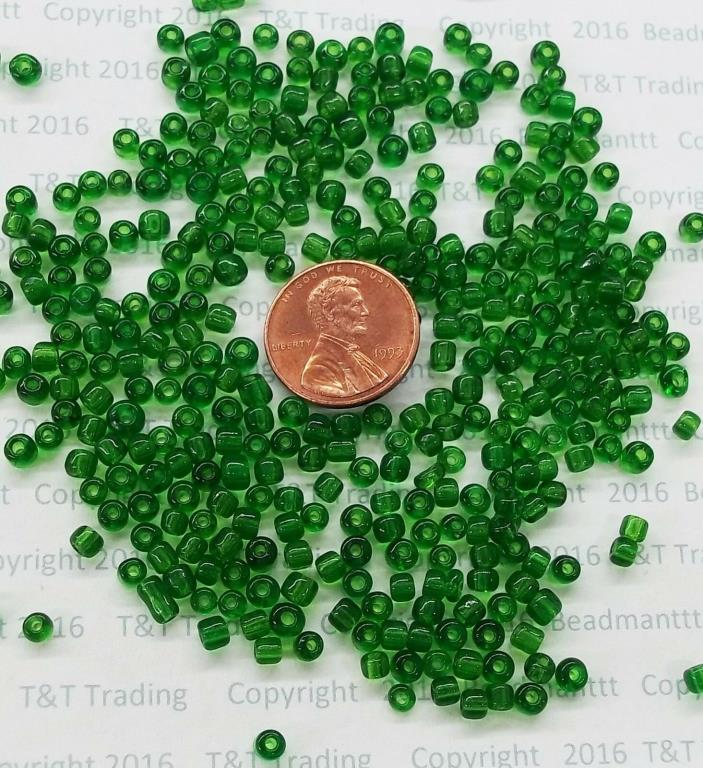 Seed Beads 1/2  POUND LB   Bulk  Trans Green      CB7