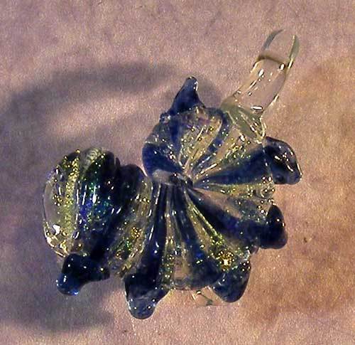 LNT- Handmade Boro Lampwork Bead Pendant SRA, Sm BLUE NAUTILUS Nb6484, Jewelry