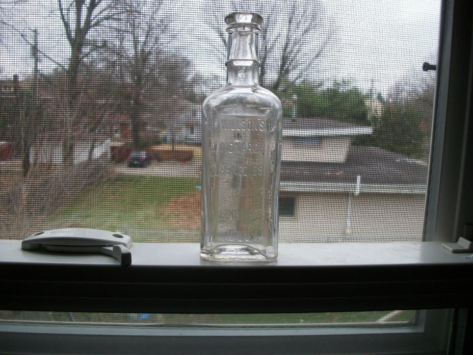 WILLSON'S MONARCH REMEDIES EDGERTON WISCONSIN 1890S CLEAR MEDICINE