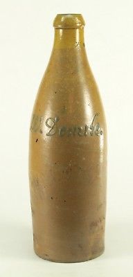 ! RARE Antique Dutch Salt-Glazed Slip-ware Stoneware Beer Ale Bottle W. DOINIKE