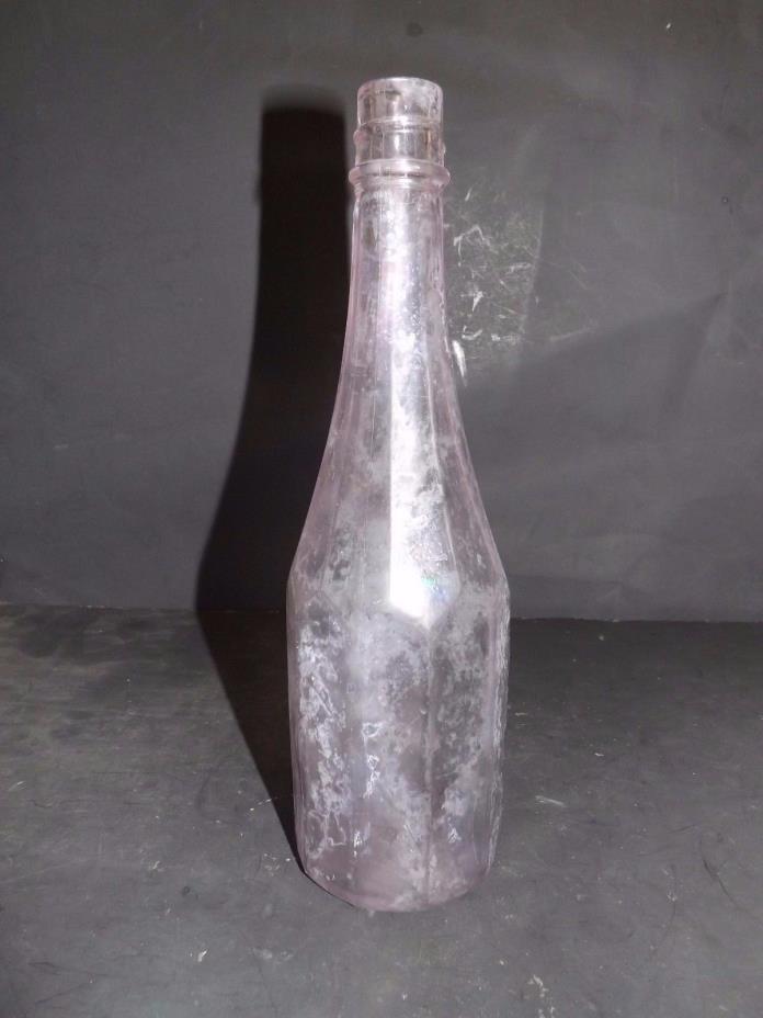 VINTAGE AMETHYST PURPLE LAVENDER IRIDESCENT KETCHUP PANELED BOTTLE