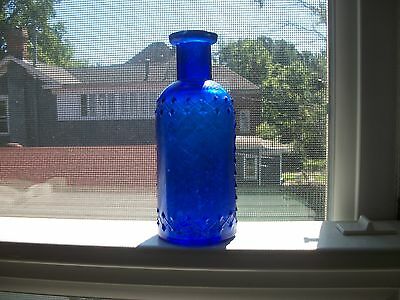 COBALT BLUE HAND BLOWN LATTICE POISON W.T. CO. 4.5 INCHES TALL