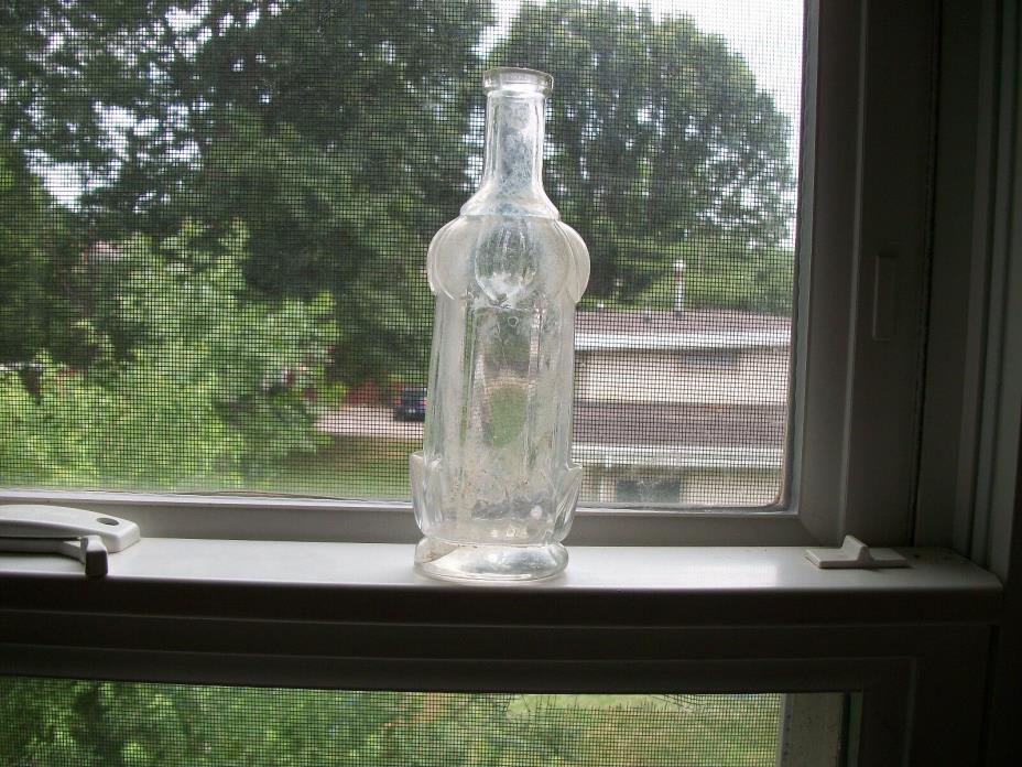 UNIQUE MOLD BLOWN FLOWER PETAL PATTERN 1890S ERA PERFUME 6 INCHES TALL