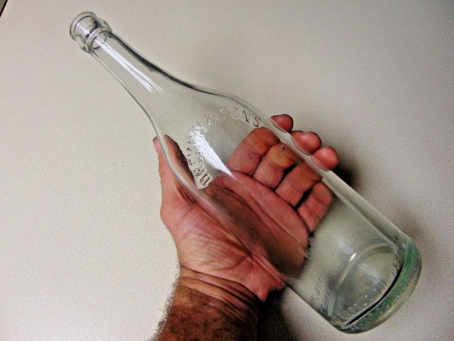 Vintage HAYES BROS w/ HORSESHOE  Heavy Glass Embossed Bottle Est.1871, CHICAGO