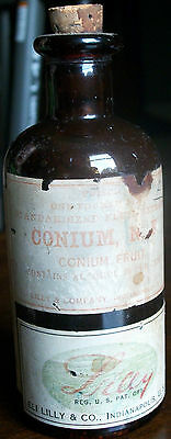 ELI LILLY POISON BOTTLE CONTAINED HEMLOCK CONIUM FRUIT INDIANAPOLIS