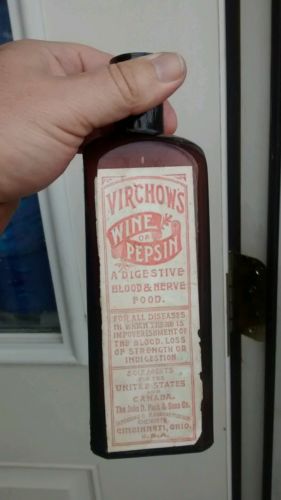Professor Virchow's wine of pepsin blood and nerve food bottle