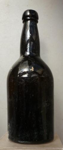 BLACK GLASS ALE BOTTLE-Three Piece Mold-Privy Recovered-c.1850s