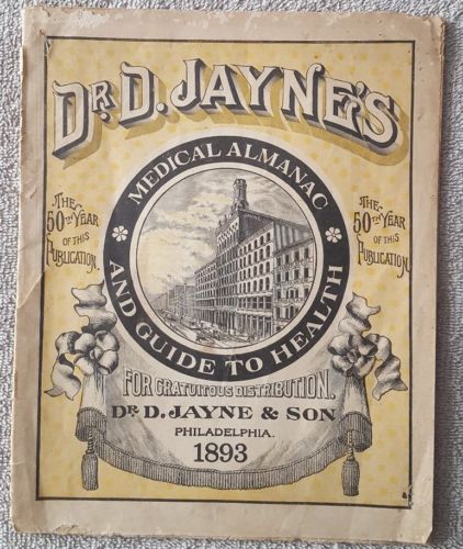 Antique 1893 Dr. D. Jayne's Medical Almanac & Guide to Health 50th Year