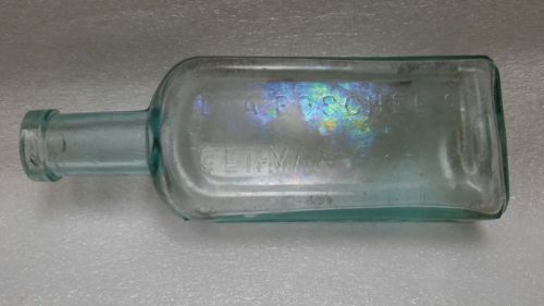 Antique 1890s aqua Dr. A. Borchee's German Syrup bottle BIM applied lip LM.Green