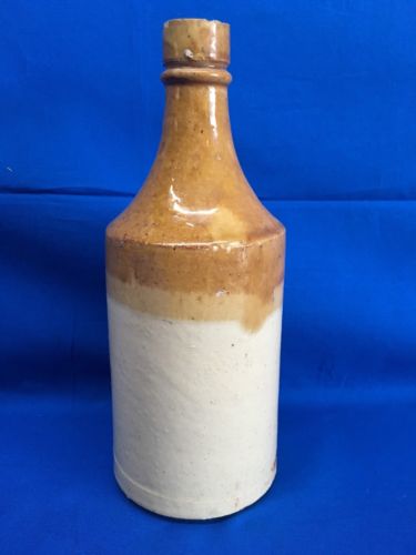 CIVIL WAR PERIOD BOTTLE-Two Tone Sloped Shoulder Pottery Ginger Beer Bottle-1860