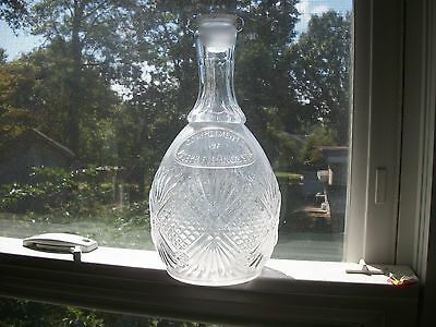 COMPLIMENTS OF JOSEPH FLEMING & SON EARLY PRESSED GLASS DECANTER 1890S WHISKEY