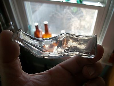 FIGURAL HAND BLOWN PERFUME WOMAN'S SHOE 1890s ERA LACES HEEL ETC