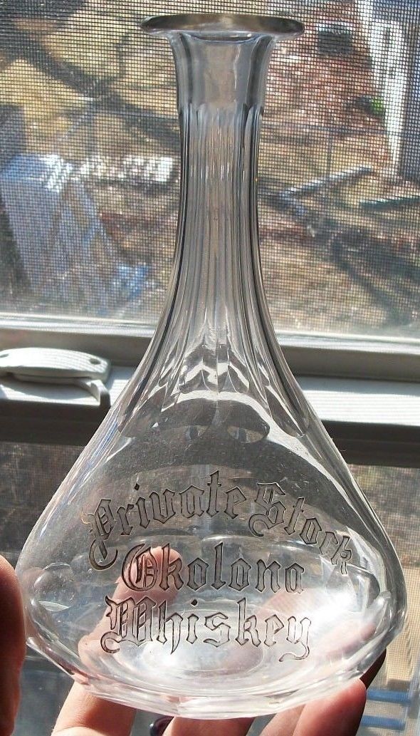 EARLY PRE-PROHIBITION PRIVATE STOCK OKOLONA WHISKEY GOLD LEAF DECANTER 1890S