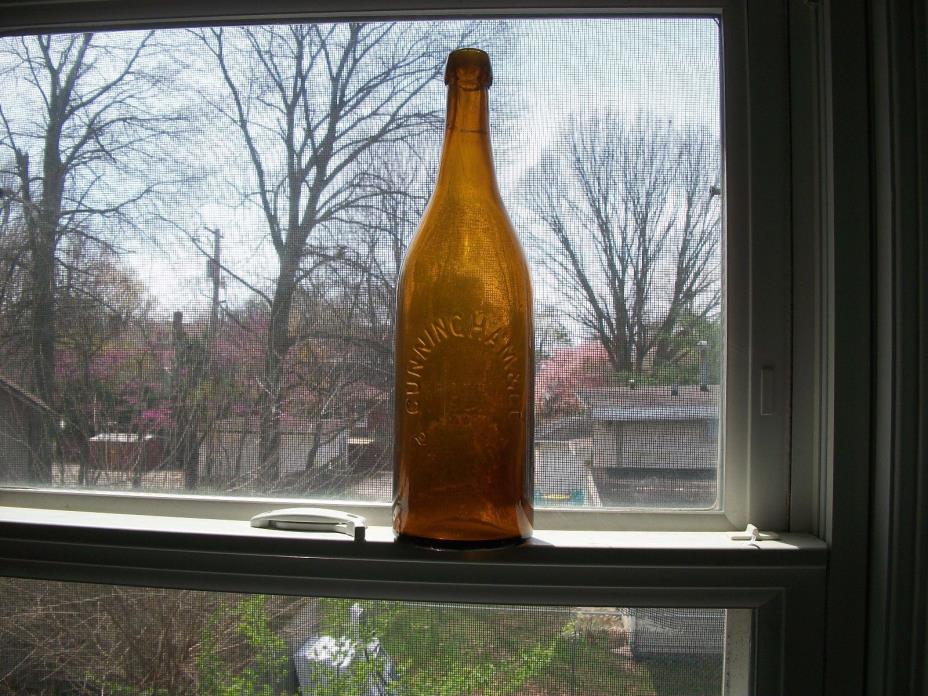 PRETTY HONEY AMBER CUNNINGHAM & CO PHILADELPHIA 1884 APPLIED BLOB BEER