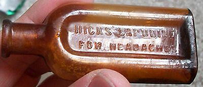 SAMPLE SIZE HICK'S CAPUDINE CURE FOR HEADACHES ETC HONEY AMBER HAND BLOWN MINI