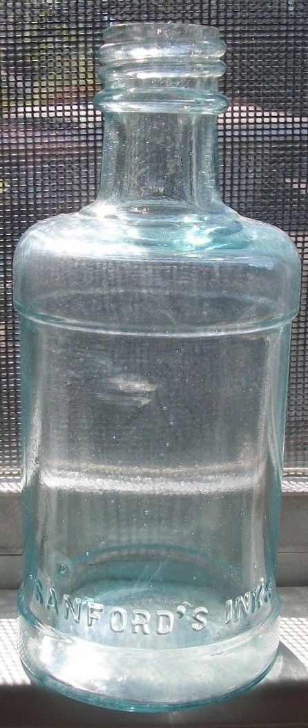1/2 PINT AQUA SANFORD'S INKS MASTER INK BOTTLE GROUND THREADED LIP FREE SHIPPING