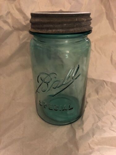 Blue Wide Mouth Quart Ball Special Mason Canning Jar Base Original Zinc Lid