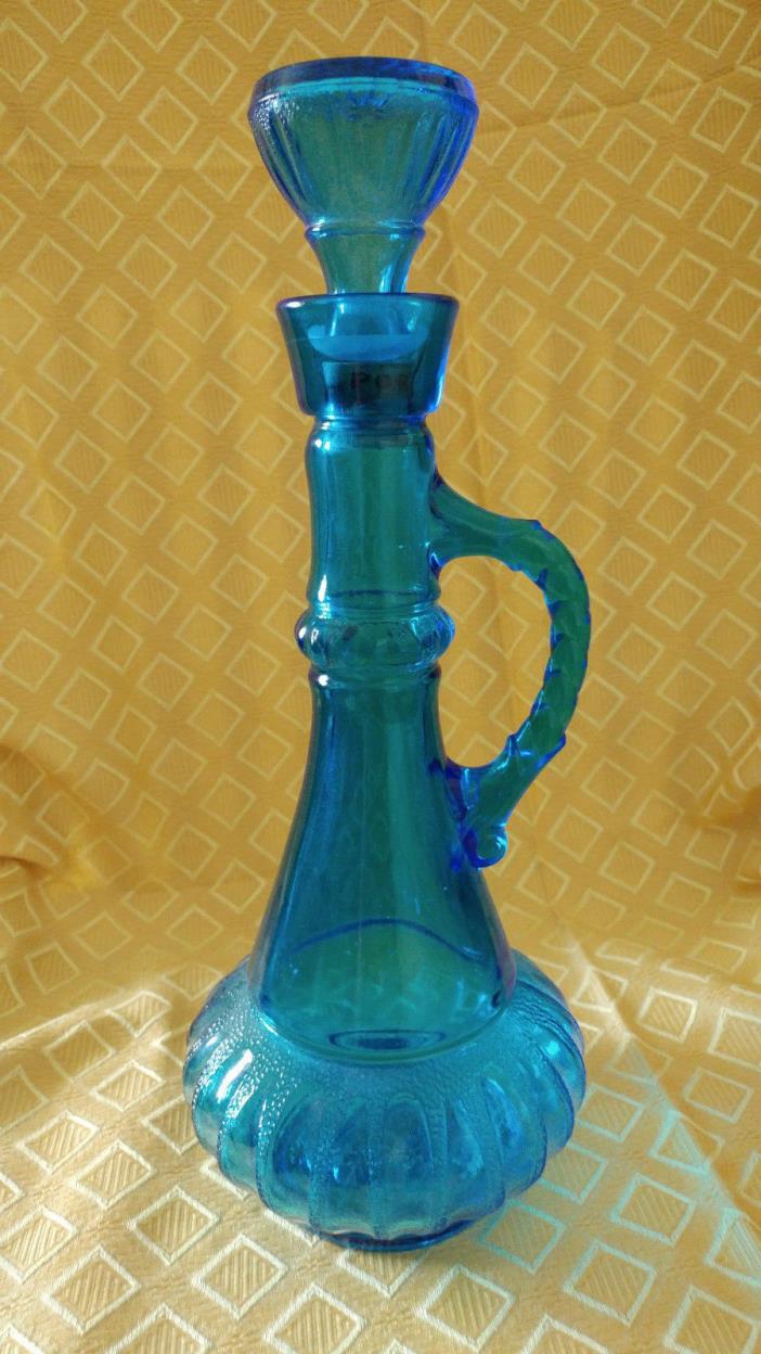 Vintage Blue Glass Liquor Genie Decanter Bottle Blue Jim Beam?