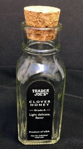 Honey 4 oz Glass Bottle Jar with Embossed Beehive Design & Cork Stopper