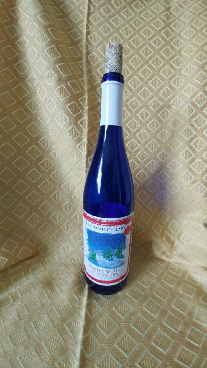 Cobalt Blue Empty Wine Bottle For Crafting Or Display With Cork