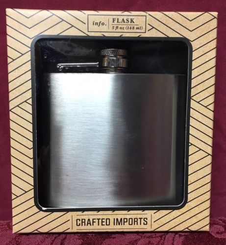 BRAND NEW! NEVER OPENED! Crafted Imports 5 fl oz. Stainless Steel Alcohol Flask