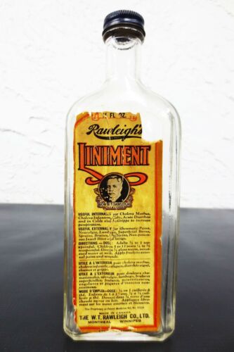 Vintage Glass Medicine Bottle by Rawleigh's Liniment Cholera Morbus & Infantum