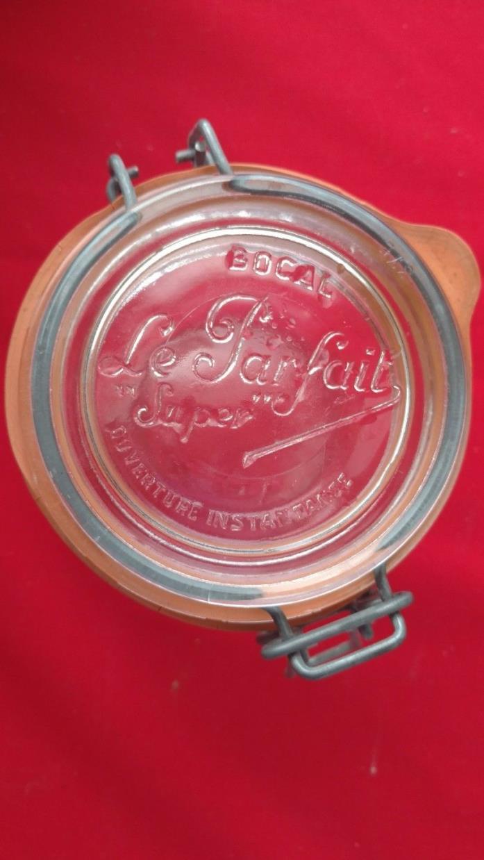 Canning Jar Bocal France Le Parfait Super .50L Glass Wire Bail Vintage with Seal