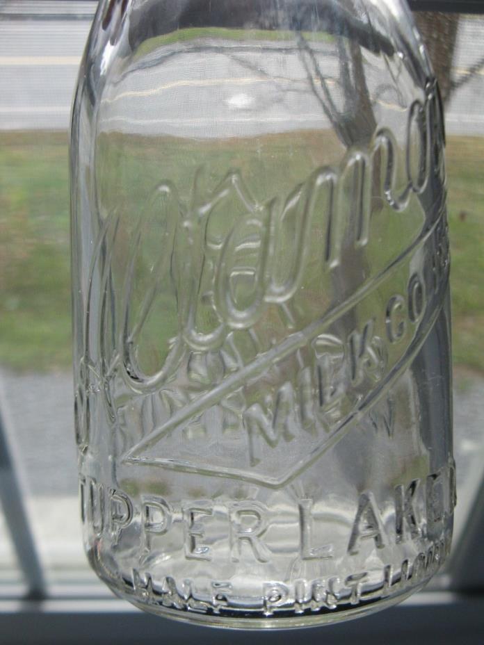 Vintage Altamont TUPPER LAKE NY CARTHAGE NY Embossed 1/2 HALF PINT Milk Bottle