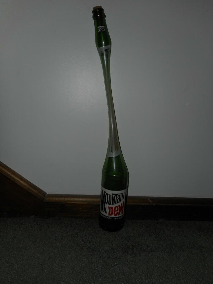 Vintage Mountain Dew Mt Dew Soda Pop Bottle Heat Stretched Blown Green Glass 20
