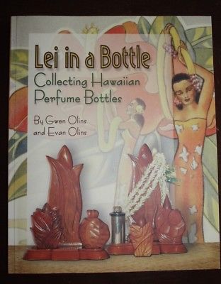 LEI IN A BOTTLE COLLECTABLE HAWAIIAN PERFUME BOTTLES KOA WOOD MILO HAWAII BOOK
