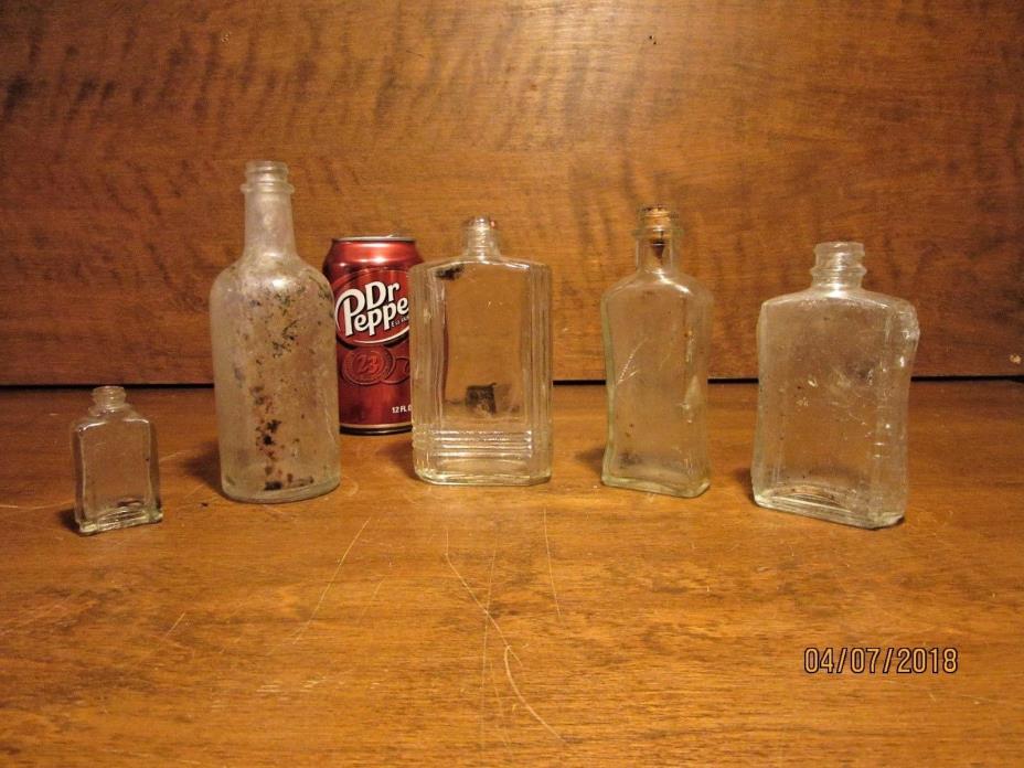 lot of 5 small Vintage Glass Bottles VGC