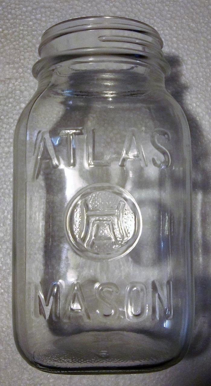 H over A Vintage Hazel - Atlas Mason Jar Quart size 1902-1964