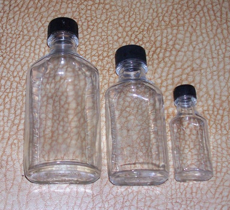 Set of 3 DURAGLAS MEDICINE BOTTLES iv, ii, & 1/2 oz. VTG Small Med Large Glass