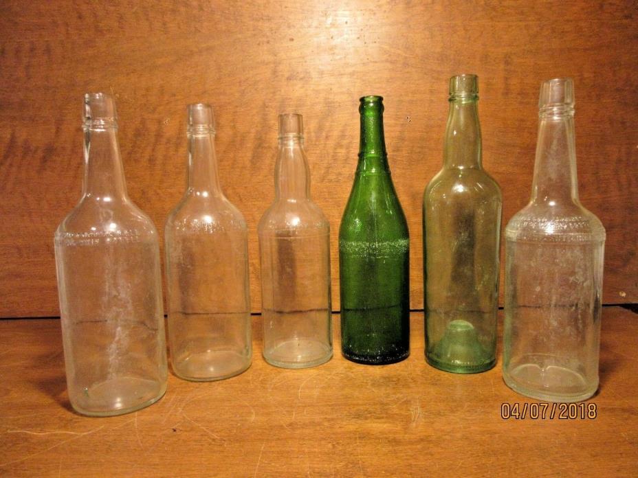 lot of 6 Vintage Glass Bottles VGC-