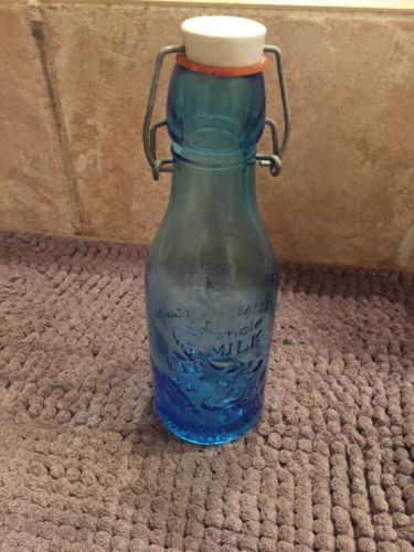 Cobalt Blue Antique Bottle Grandma Wheatons Whole Milk