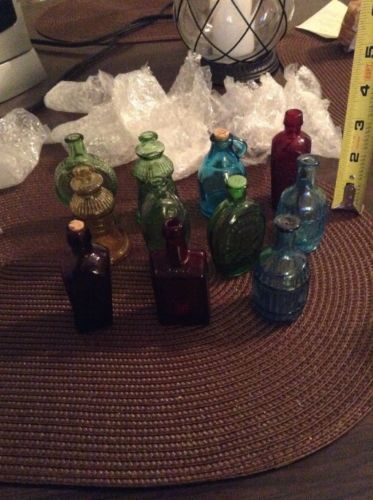 Vintage Miniature Colored Bottle lot Wheaton Bottle Made In Taiwan Jefferson +