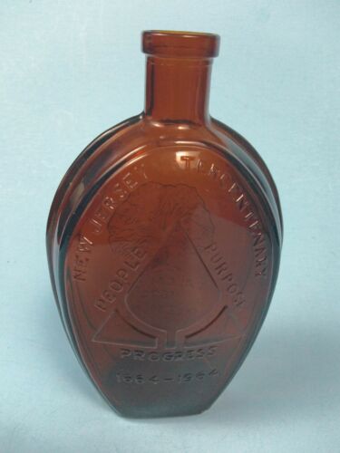 New Jersey Tercentenary - Brown Glass Bottle - 1964 Salem  - Anchor Hocking