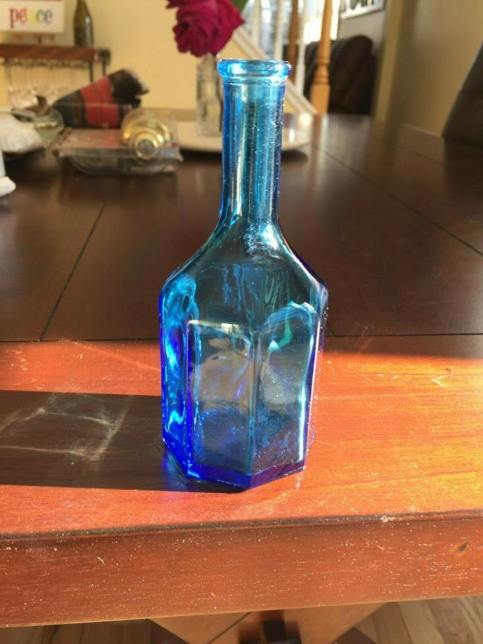 Wheaton Glass Blue Octagon (8 sided) Bottle Millville New Jersey