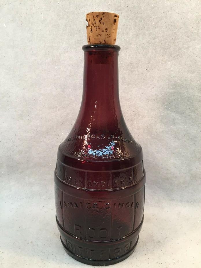 Vintage WHEATON GLASS Amethyst Bottle w/Cork Jamaican Ginger Root Bitters
