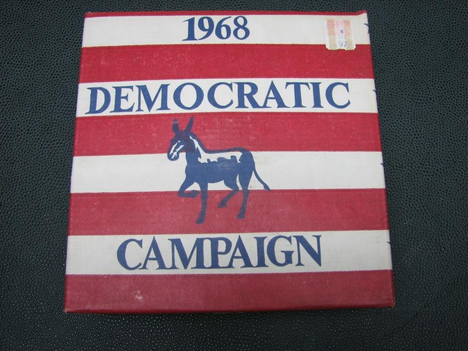 VINTAGE 1968 HUMPHREY-MUSKIE GREEN DEMOCRATIC CAMPAIGN BOTTLE IN ORIGINAL BOX