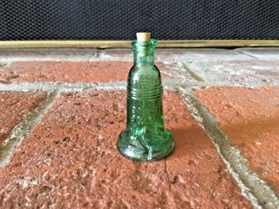 Vtg 2” Mini Green Wheaton NJ-Like Liberty Bell Bottle W/Stopper Mint Condition!