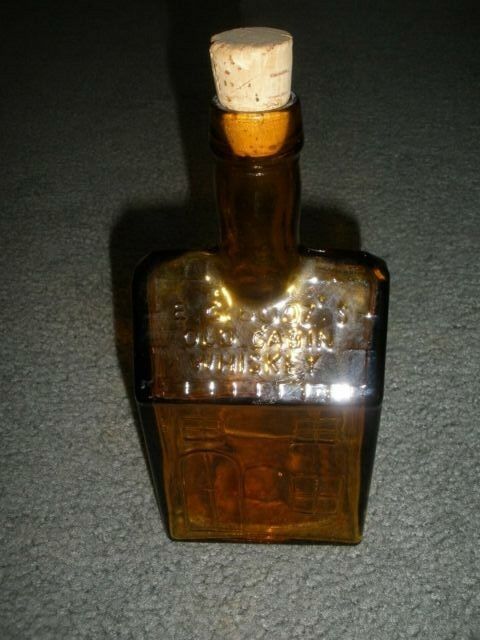 Vintage E.C. Booz's 1840 Old Cabin Whiskey Amber Bottle Wheaton NJ