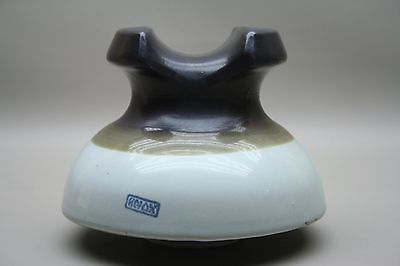 BIG : BIG - Antique Vintage Ceramic Porcelain Electrical Tri-Colored Insulator