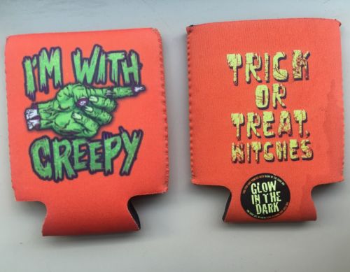 Lot Of 2 Haloween Custom Party  Decoration Coozie Beer Bottle Holder Insulator
