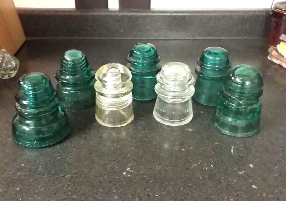 Lot of 7 Hemingray/Pyrex Glass Insulators