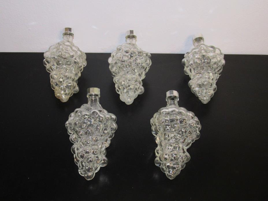 Vintage Glass Grape Cluster Bunch Bottle Container Set of 5 Made in France